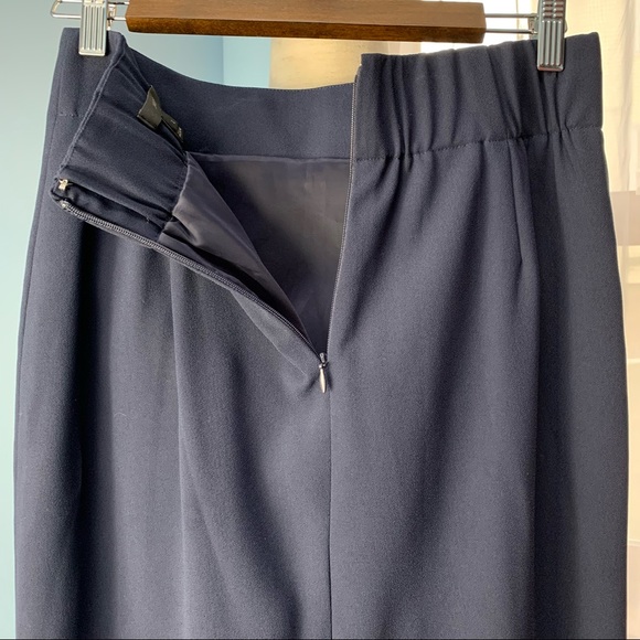 J. Crew Navy Ruffle Crepe Pencil Skirt - Picture 8 of 10